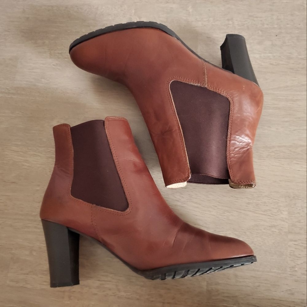 Amalfi By Rangoni Brown Ankle Boot Heels Size 7.5m